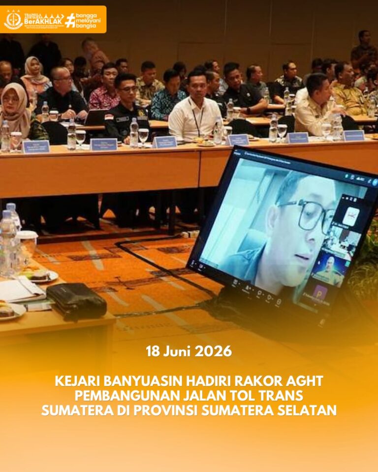 RAPAT KOORDINASI PENYELESAIAN AGHT PEMBANGUNAN JALAN TOL TRANS SUMATERA PADA RUAS KAYUAGUNG – PALEMBANG – BETUNG, SIMPANG INDRALAYA –  MUARA ENIM (JUNCTION PALEMBANG) DAN BETUNG TEMPINO JAMBI DI PROVINSI SUMATERA SELATAN